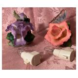 2 Pcs Floral Ceramic Nightlights
