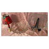 4 Pcs Crystal Cut Glass, Candle Lamp, & Small Glas