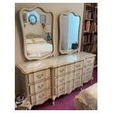 Vintage French Painted Provincial Triple Dresser