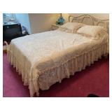 Vintage French Painted Cane Back Bed Frame ++