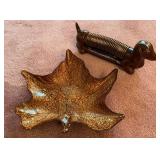 Bronze Leaf Plate & Dachshund