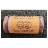 $25 Dollar Roll of Golden Coin Dollars