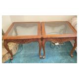 Wooden & Glass Clawfoot Side Tables