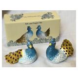 NIB Peacock Salt & Pepper Shakers