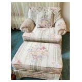 Rose Print Side Chair w/ Ottoman