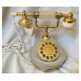 Vtg Hollywood Regency Moderne French Crystal Phone