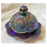 L E Smith Carnival Glass Butter Dish