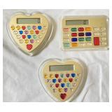 3 Pcs. 1990 Faux Gemstone Pocket Calculators
