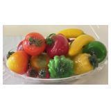 Glass Fruit & Veggies in Glass Bowl