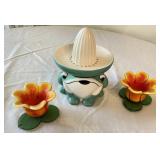Frog Juicer & Glass Flowers