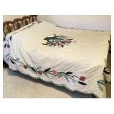 Hand Stitched Floral Print Quilt