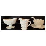 3 Pcs Milk Glass Servingware