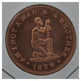 1838 Anti-Slavery Coin; PROOF Reproduction