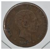 1879 Spain 10 Centavos Coin