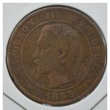 1853 France 10 Centimes Coin