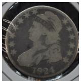 1824 U.S. Silver Draped Bust Half Dollar