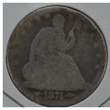 1874 U.S. Silver Seated Liberty Half Dollar