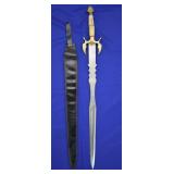 40" Brass & Steel Bone Handle Sword w/ Sheath