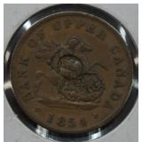 1854 Upper Canada Half Penny Bank Token