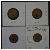 4 pcs. Caryville, TN Sun Coal Co. 5¢ Scrip Tokens