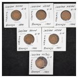 6 pcs. Indian Head Pennies
