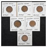 6 pcs. Indian Head Pennies