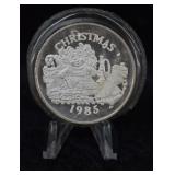 1985 1 Troy Oz .999 Silver Christmas Round