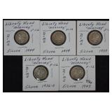 5 pcs. Silver Mercury Dimes