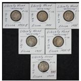 6 pcs. Silver Mercury Dimes