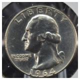 1964 D Silver Washington Quarter