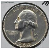 1964 D Silver Washington Quarter