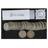 Roll of Silver Wartime Nickels