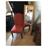 Upholstered Side Chair w/ Oak Beveled Mirror