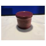 Longaberger Pottery Pint Crock & Lid in Cranberry