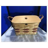 Peterboro Covered Picnic Basket w/ Leather Straps