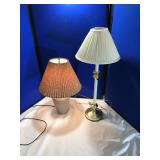 Small Ceramic & Tall Brass & Metal Lamp