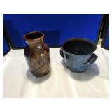 Handmade Drip Glaze Vase From Italy & Blue Planter