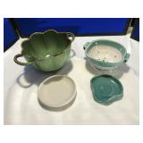 2 Pottery Strainers & 2 Spoon Holders