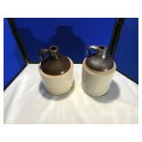 2 Cream & Brown Whiskey Jugs (See Info)