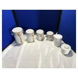 Set of White Graduated Canisters w/ Dipping Spoon
