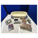 Basket & Selection of Tea Light Candles