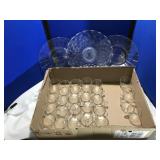 3 Clear Glass Platters & 29 Clear Cups