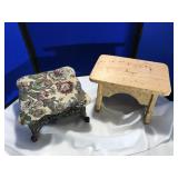 One Metal/ Cloth Stool & 1 Wooden Stool