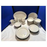 Lenox China Stone Blue Pin Stripes 8 Place Serving