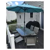 Aluminum Outdoor Picnic Table w/ 6 Chairs