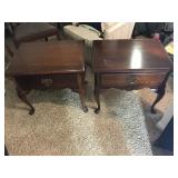 Pair of Matching Cherry Queen Anne Side Tables