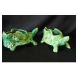 2 Pcs 1950s McCoy Pottery Turtle Planter