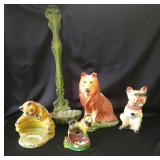 Vtg Chalkware Pieces & Ashtrays