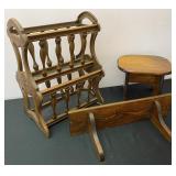 Wood Shelf, Stool & "Wood-look" Magazine Rack