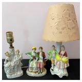 3 Pcs Vintage Leviton Porcelain Lamps & Figure